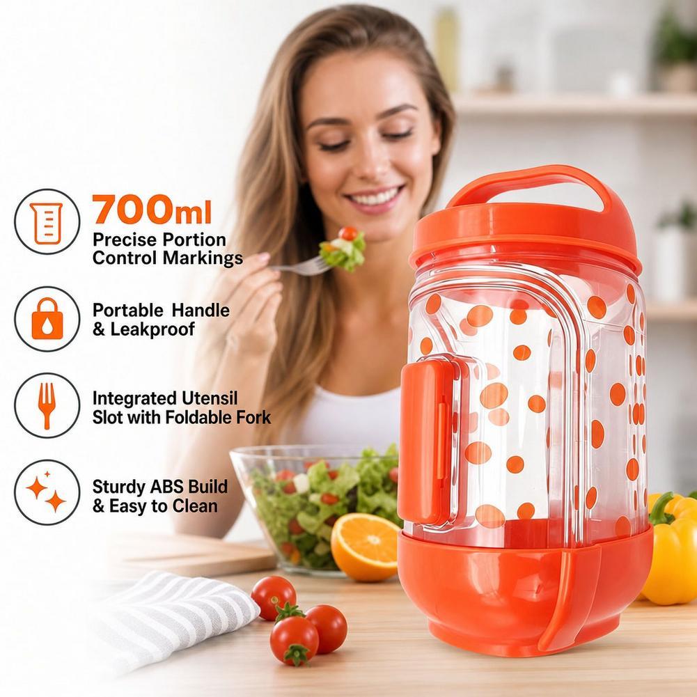 Meal Prep Jar Salad - Salad Cup Fork Sauce Container Dressing