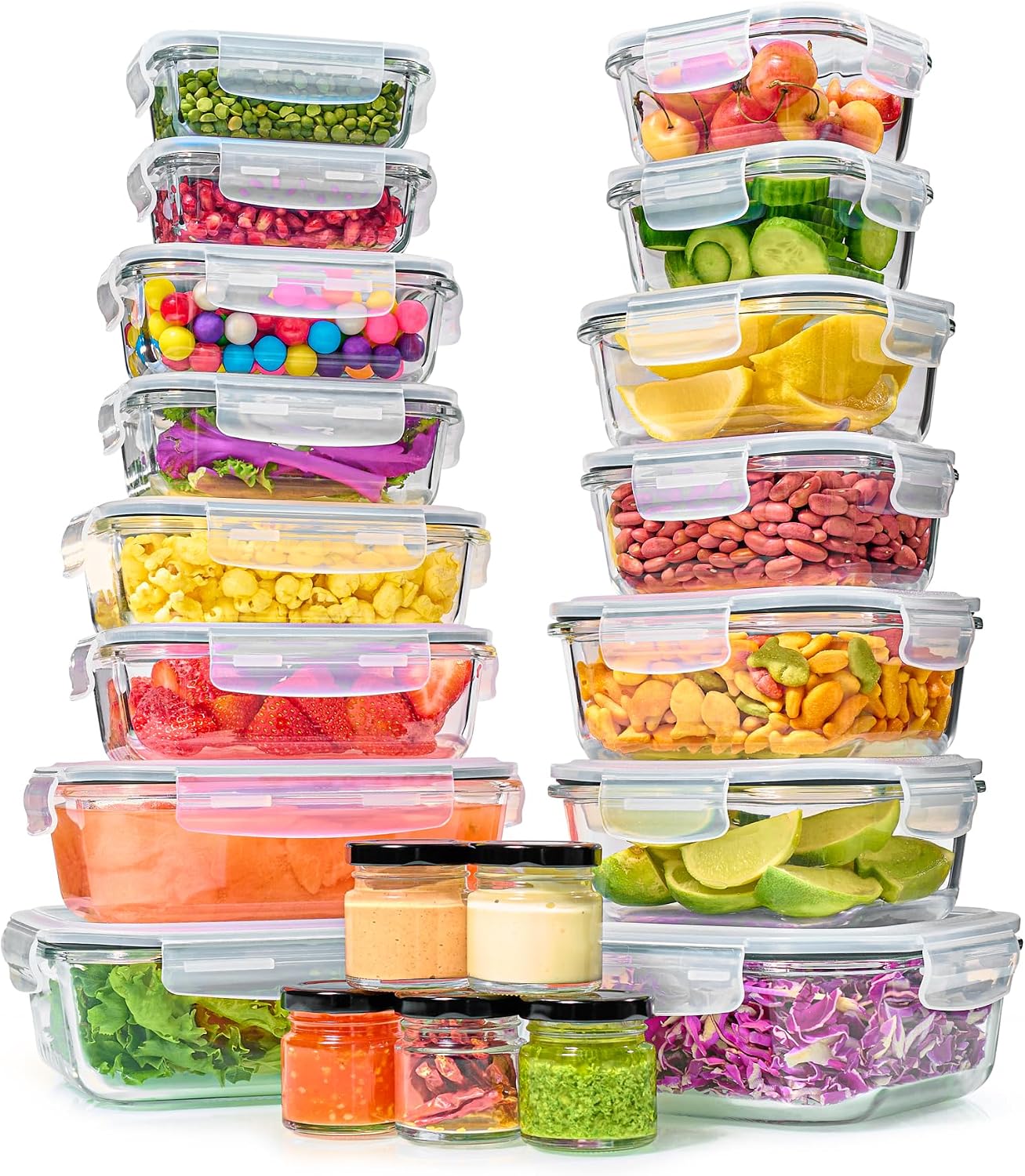 Meal Prep Glass Containers With Lids - 40pc Set Glass Food Storage Containers