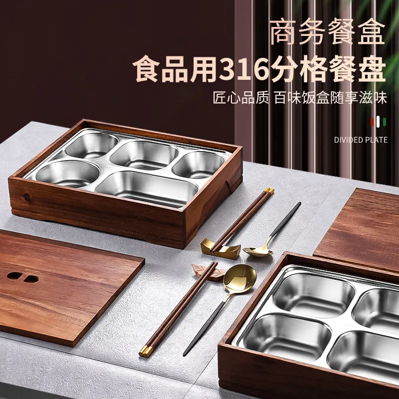 Meal Prep Korean Food - Black Walnut Bento Box with Divided