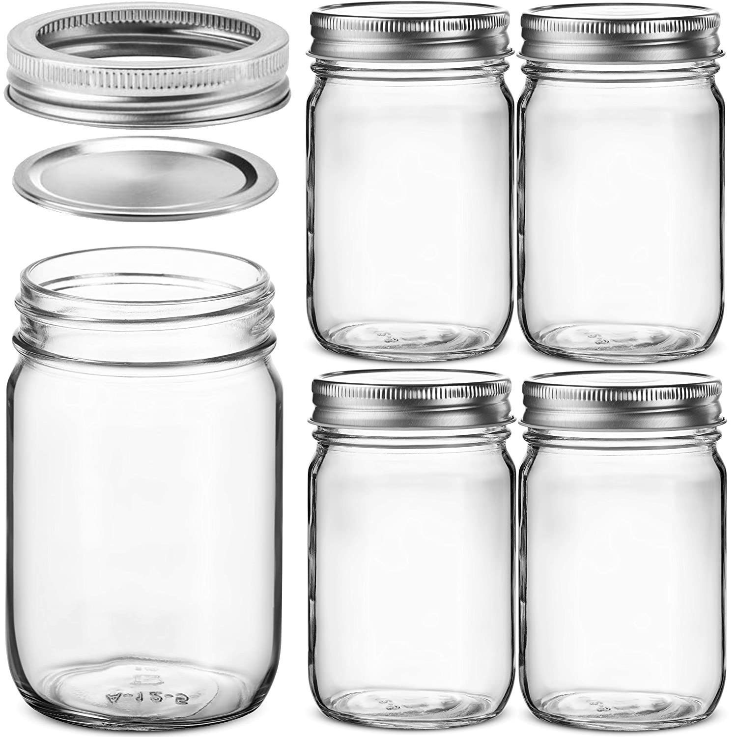 4pcs 450ml Glass Regular Mouth - Meal Prep Jar Salad recension och pris