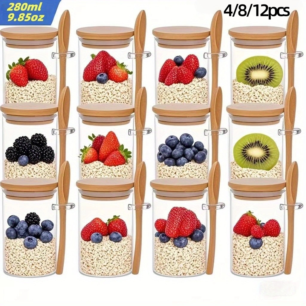 4/8/12Pcs, Oatmeal Breakfast C - Meal Prep Glass Containers With Lids recension och pris