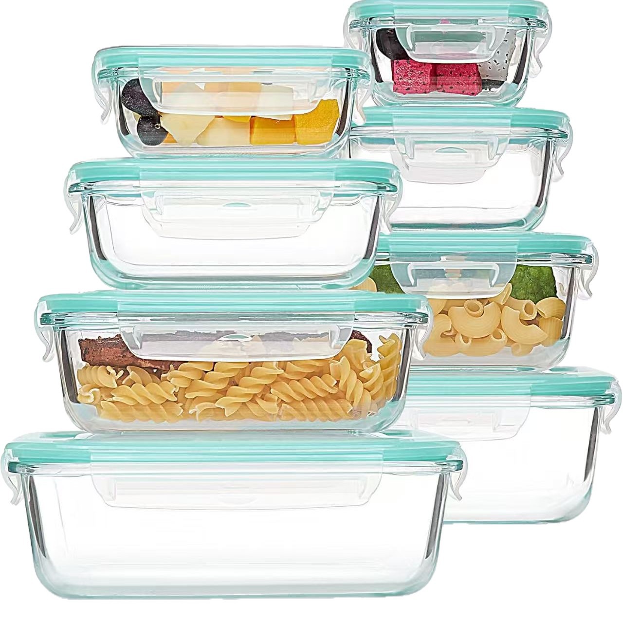 8-Piece Glass Lunch & Storage  - Meal Prep Glass Containers With Lids recension och pris