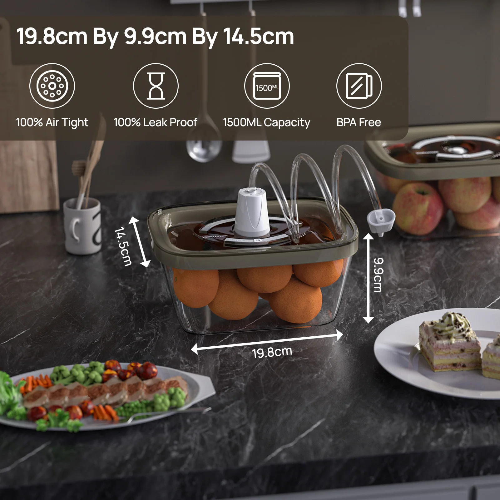 Vakumar 2PCS Glass Food Storag - Meal Prep Glass Containers With Lids recension och pris