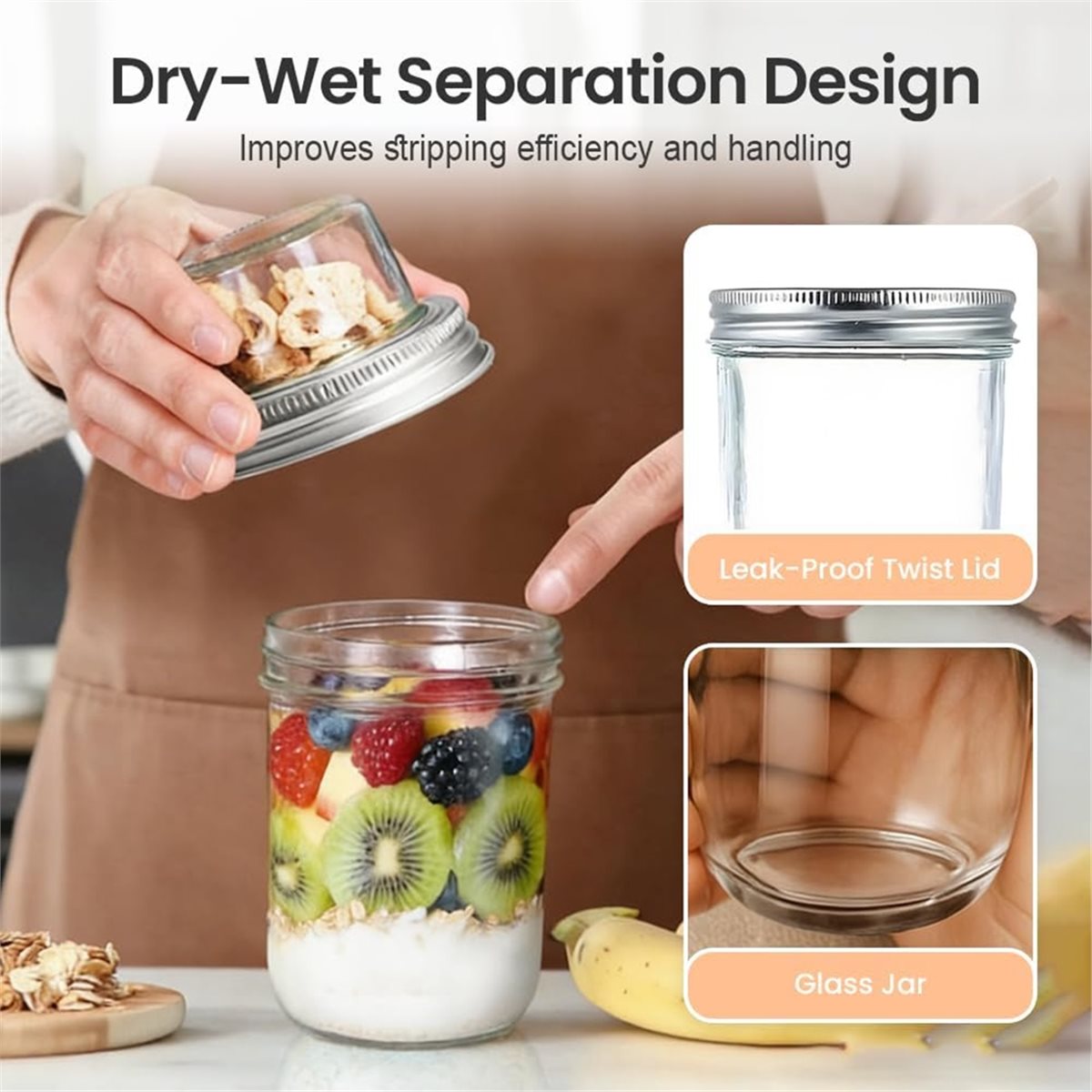 BAAE Overnight Oats Containers - Meal Prep Glass Containers With Lids recension och pris