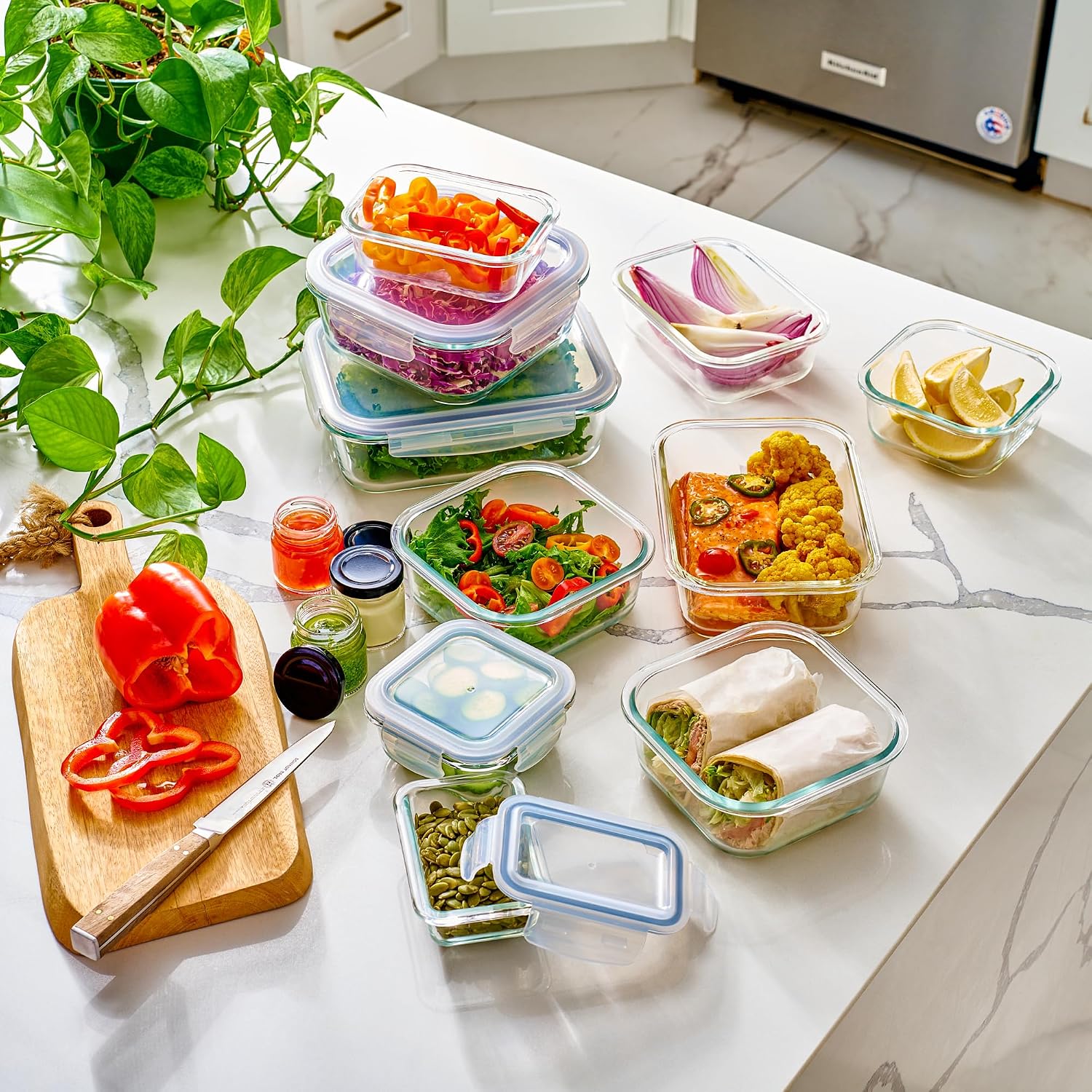 40pc Set Glass Food Storage Co - Meal Prep Glass Containers With Lids recension och pris
