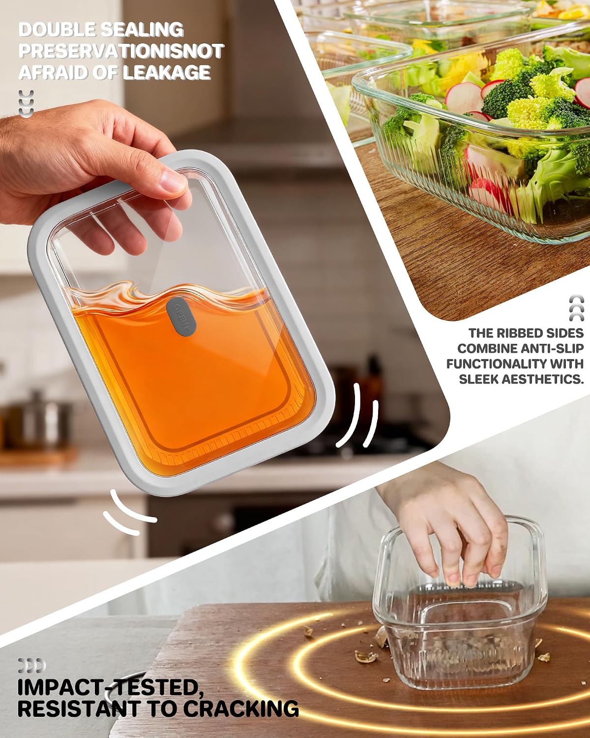 2 Pack Glass Food Storage Cont - Meal Prep Glass Containers With Lids recension och pris