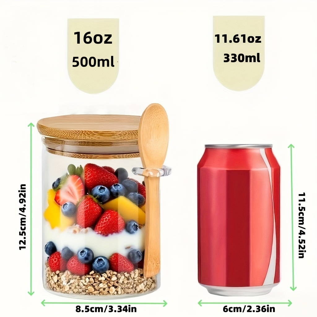 1/2/4/8Pcs Oatmeal Glass Cup S - Meal Prep Glass Containers With Lids recension och pris