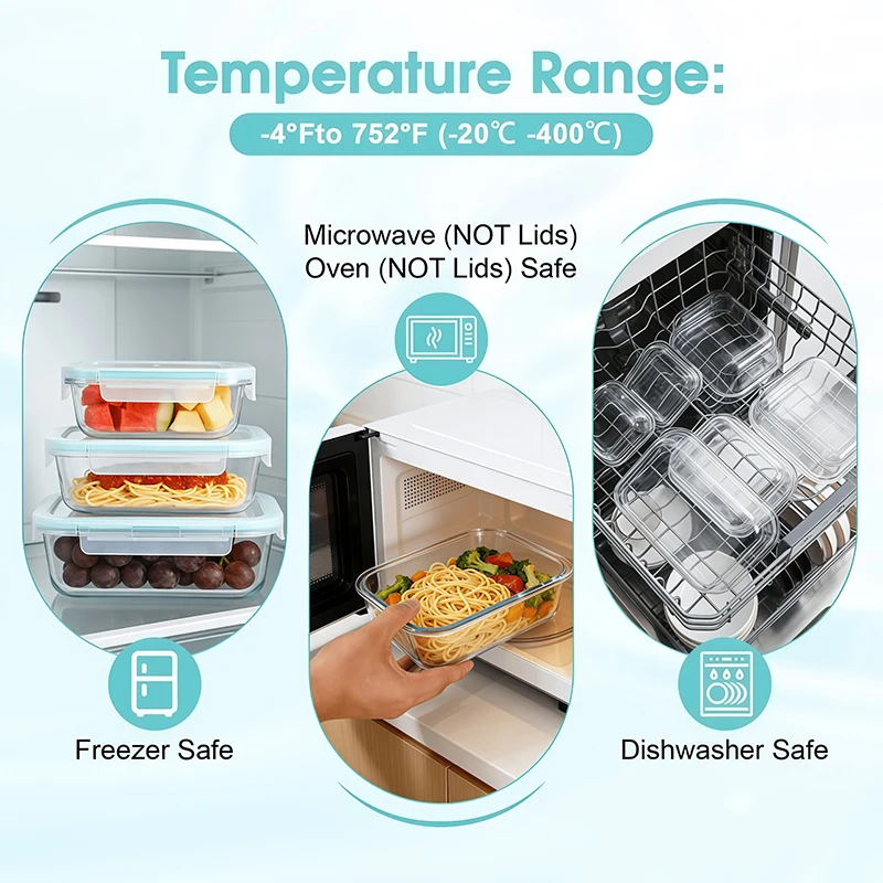 Borosilicate Glass Lunch Box A - Meal Prep Glass Containers With Lids recension och pris