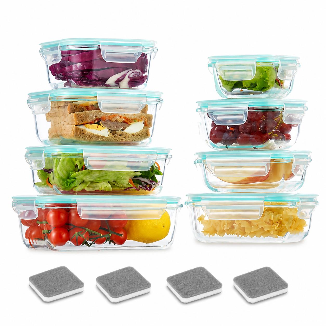 16pcs Sealed Glass Food Storag - Meal Prep Glass Containers With Lids recension och pris